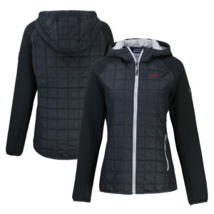 Women's Cutter & Buck  Black SMU Mustangs Vault Primaloft Eco Raglan Full-Zip Hybrid Jacket
