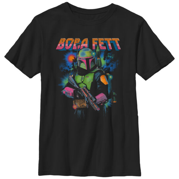 Youth Mad Engine Boba Fett Black The Mandalorian Glow Graphic T-Shirt