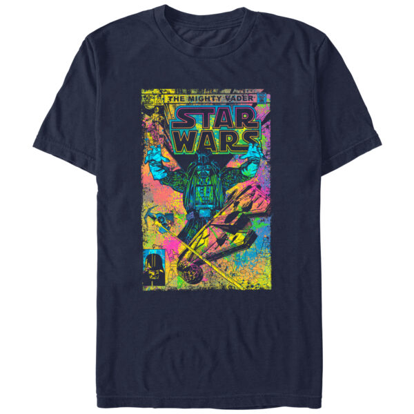 Men's Mad Engine Darth Vader Navy Star Wars The Mighty Vader Comic Book Cover Graphic T-Shirt