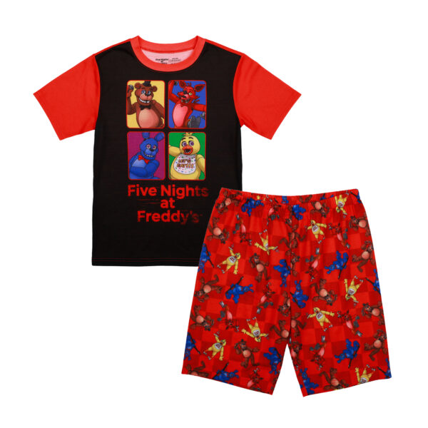 Youth  Black Five Nights at Freddy's  Short Sleeve Pajama Shorts Set