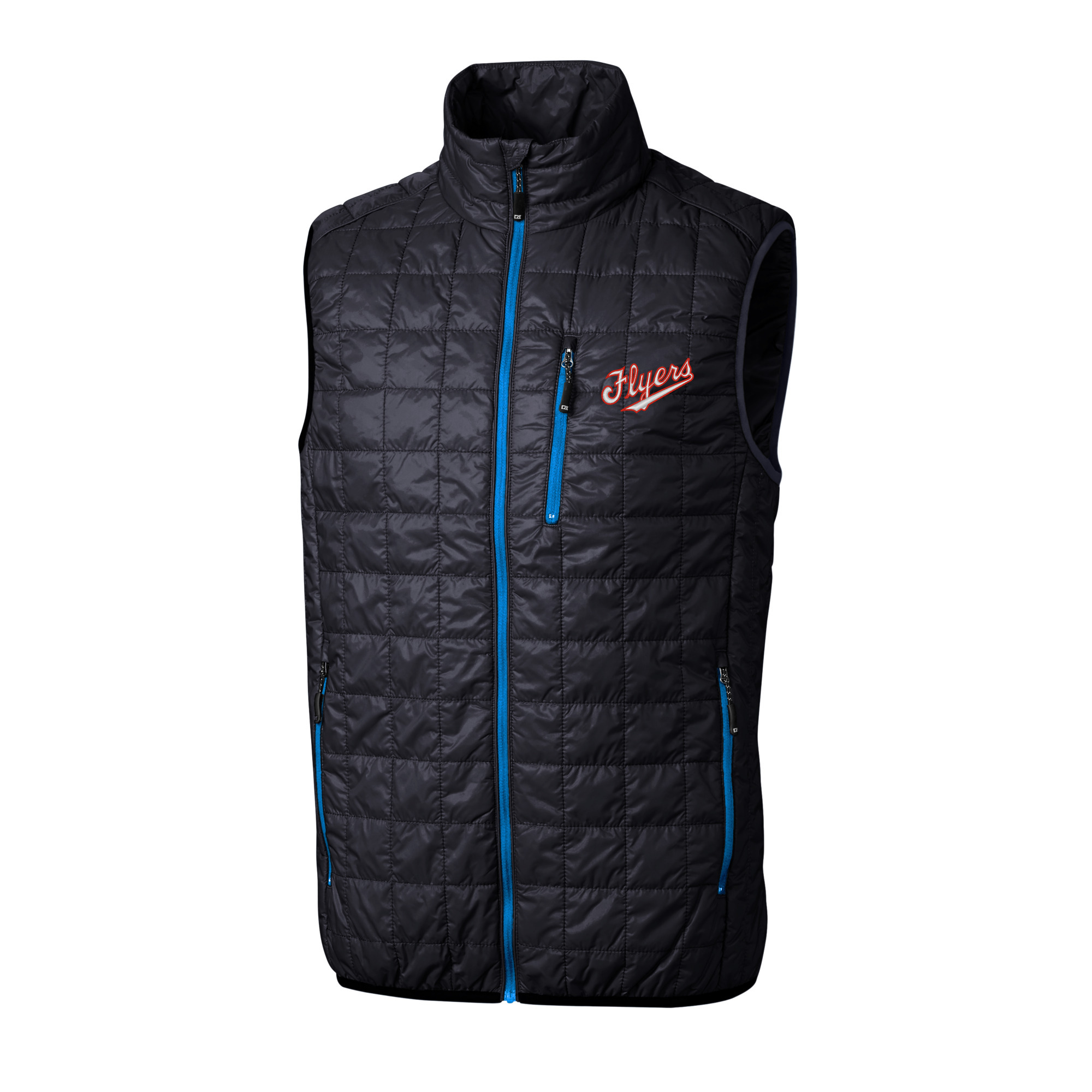 Men's Cutter & Buck Navy Dayton Flyers Vault Rainier PrimaLoft Eco Insulated Full-Zip Puffer Vest - Image 3