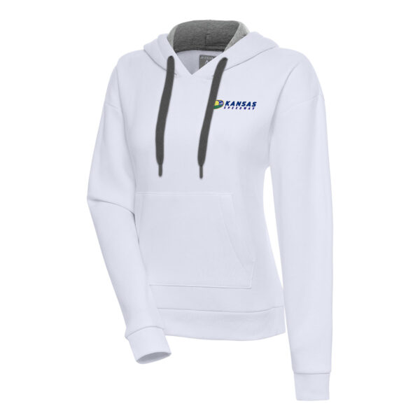 Women's Antigua White Kansas Speedway Victory Pullover Hoodie