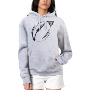 Women's G-III 4Her by Carl Banks Heather Gray Las Vegas Raiders Football Logo Fleece Pullover Hoodie