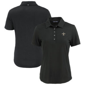 Women's Cutter & Buck Black New Orleans Saints Coastline Epic Comfort Eco Recycled Polo