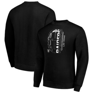Men's Starter Black Las Vegas Raiders Half Helmet Team Graphic Fleece Pullover Sweatshirt
