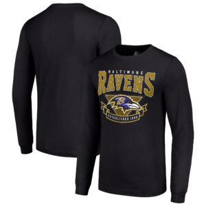 Men's Starter Black Baltimore Ravens '80s Inspired Team Logo Long Sleeve T-Shirt