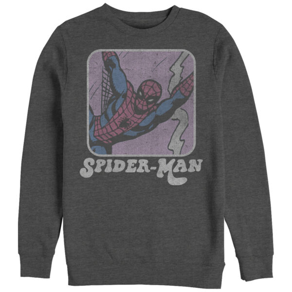 Men's Mad Engine Heather Charcoal Spider-Man Comic Pullover Sweatshirt