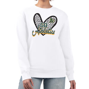 Women's G-III 4Her by Carl Banks White Athletics Leopard Heart Pullover Sweatshirt