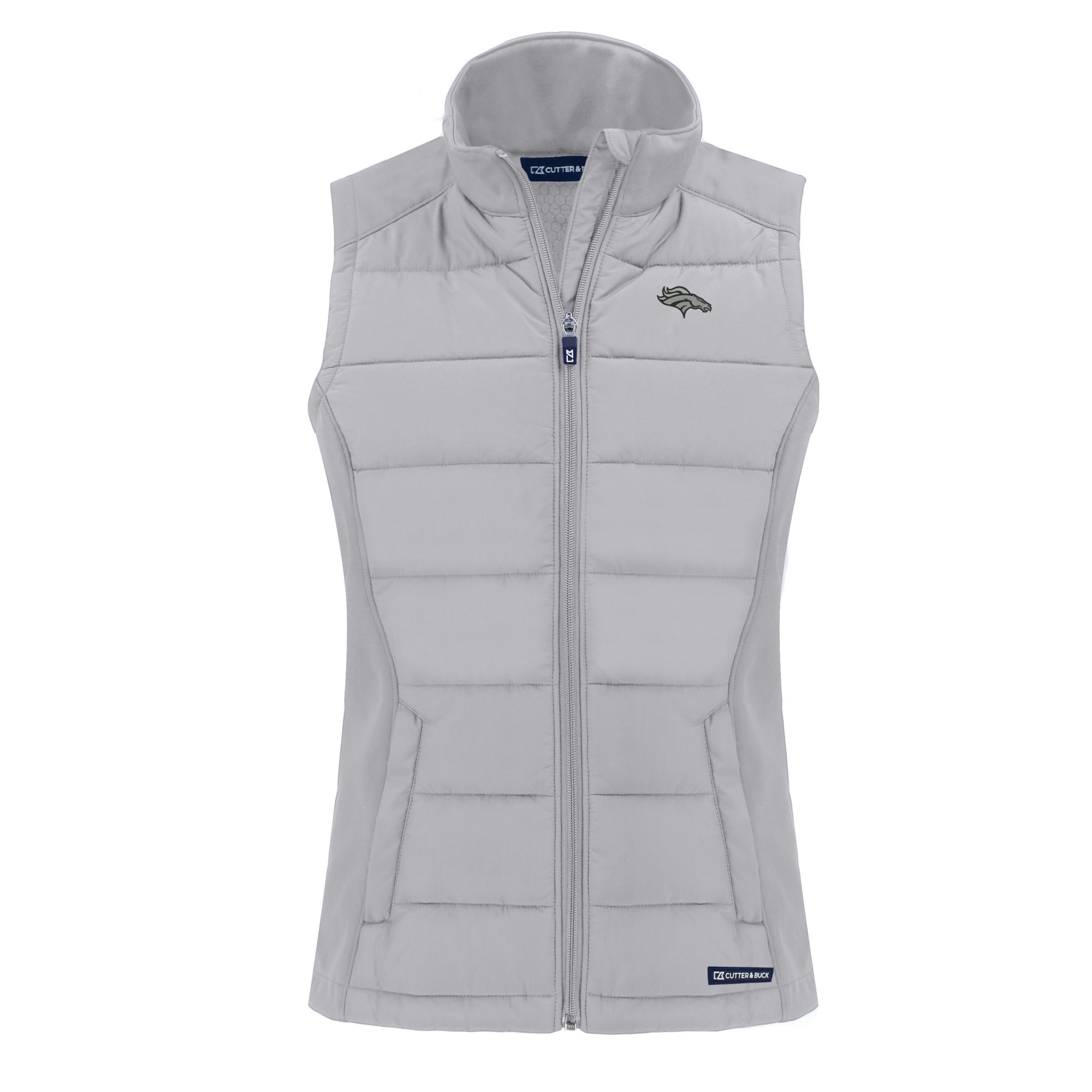 Women's Cutter & Buck Gray Denver Broncos Evoke Hybrid Eco Softshell Recycled Full-Zip Vest - Image 3