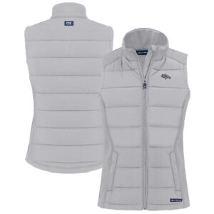 Women's Cutter & Buck Gray Denver Broncos Evoke Hybrid Eco Softshell Recycled Full-Zip Vest