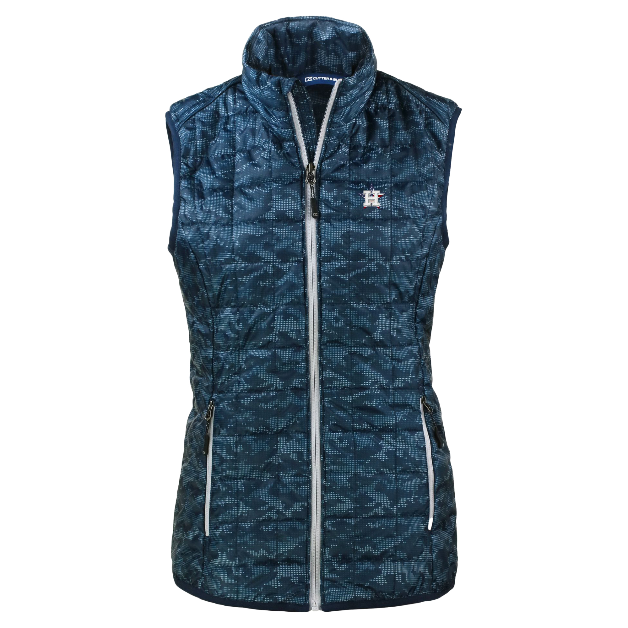 Women's Cutter & Buck Navy Houston Astros Americana Rainier PrimaLoft Eco Insulated Full-Zip Printed Puffer Vest - Image 6