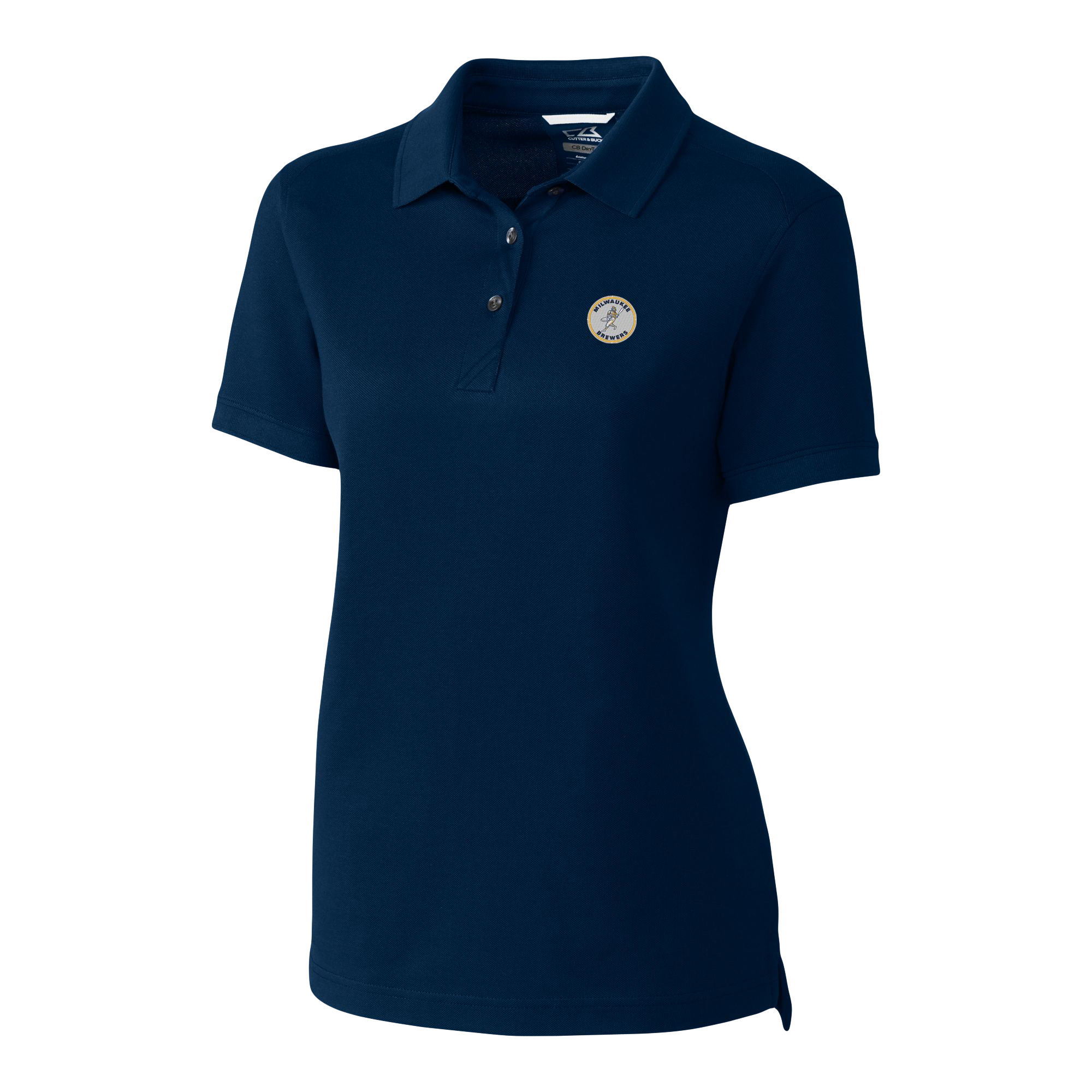 Women's Cutter & Buck Navy Milwaukee Brewers Cooperstown Collection DryTec Advantage Tri-Blend Pique Polo - Image 3