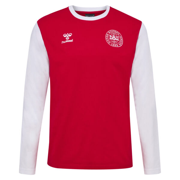 Men's Red Denmark National Team Block Long Sleeve T-Shirt - Image 6