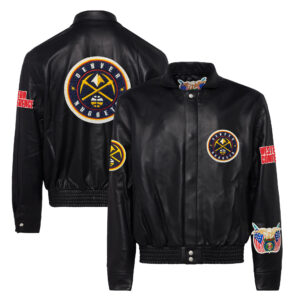 Men's Jeff Hamilton  Black Denver Nuggets Leather Full-Snap Jacket