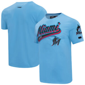 Men's Pro Standard Light Blue Miami Marlins Script Tail T-Shirt