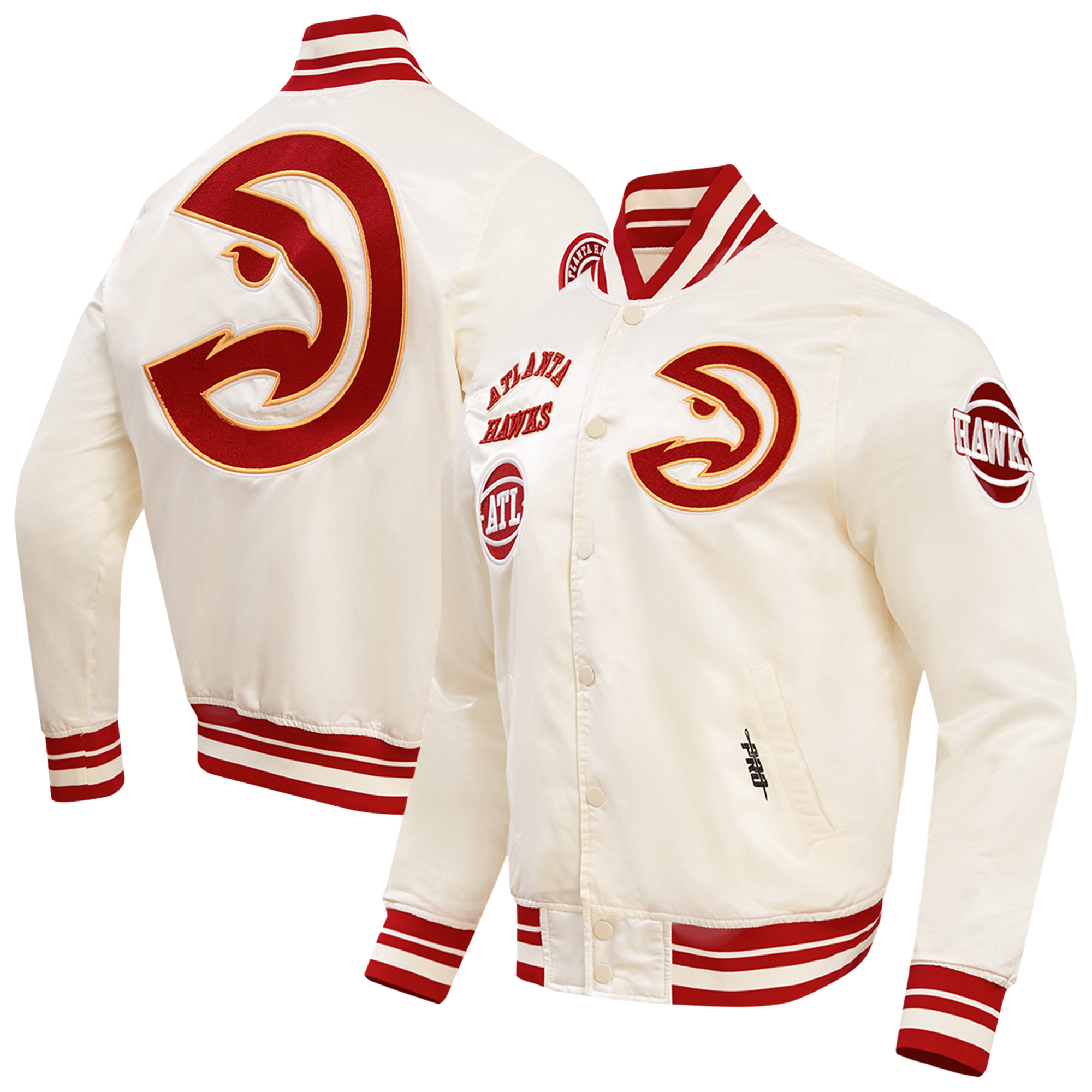 Men's Pro Standard Cream Atlanta Hawks Retro Classic Satin Full-Snap Jacket