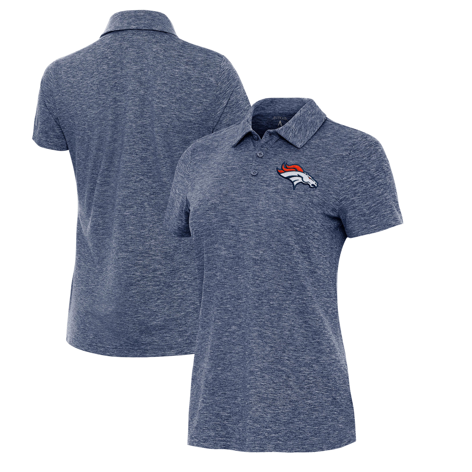 Women's Antigua Heather Navy Denver Broncos Matter Polo