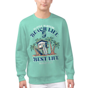 Men's Margaritaville Mint Seattle Mariners Beach Hut Graphic Pullover Sweatshirt