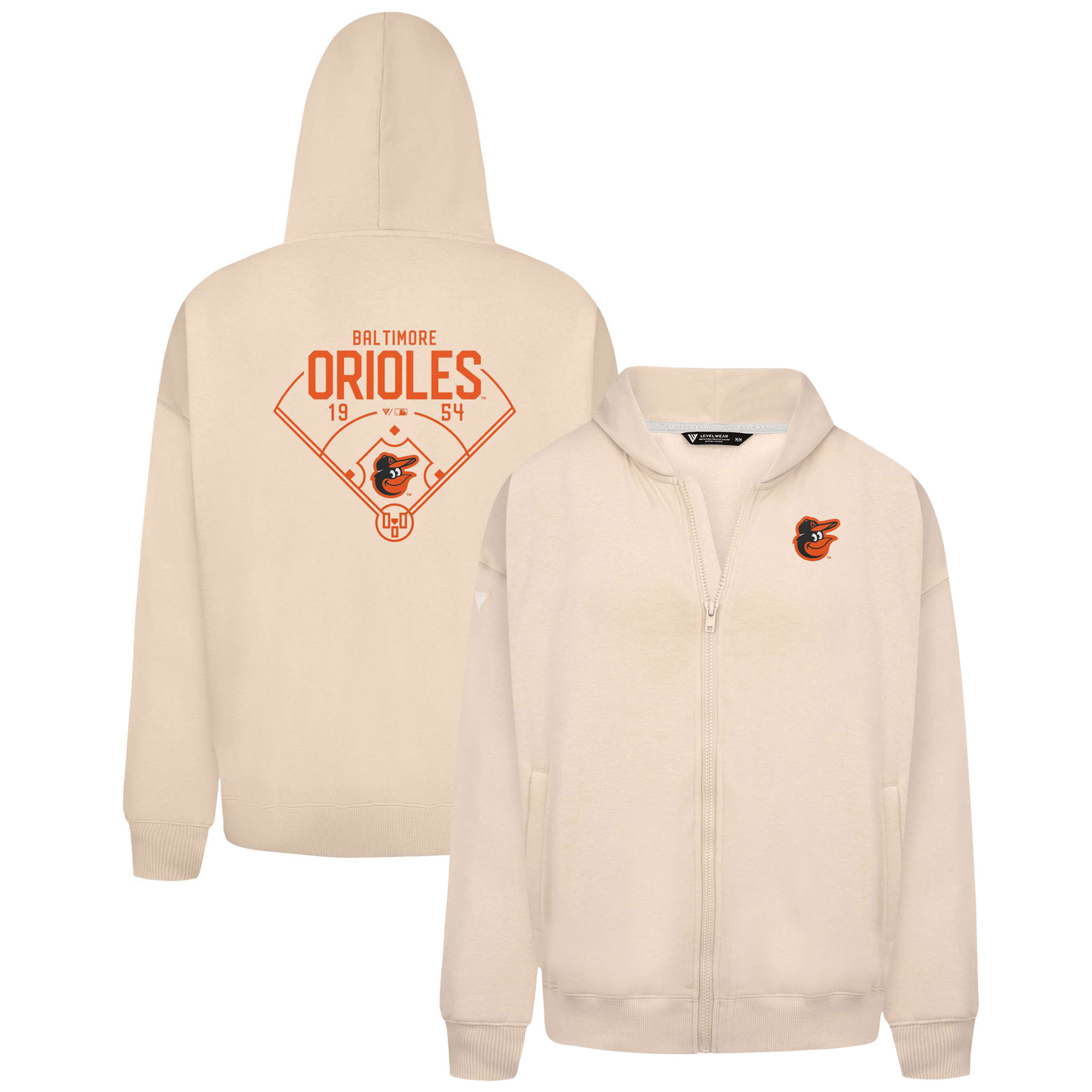 Men's Levelwear Khaki Baltimore Orioles Uphill Primary Full-Zip Hoodie - Image 5