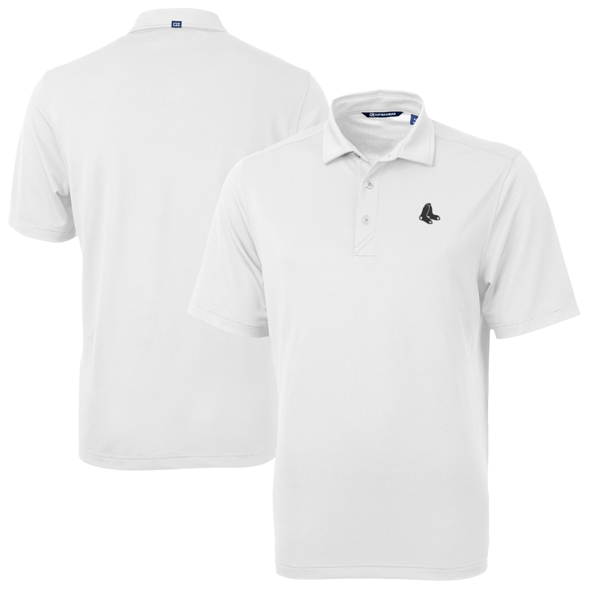 Men's Cutter & Buck White Boston Red Sox Virtue Eco Pique Recycled Polo