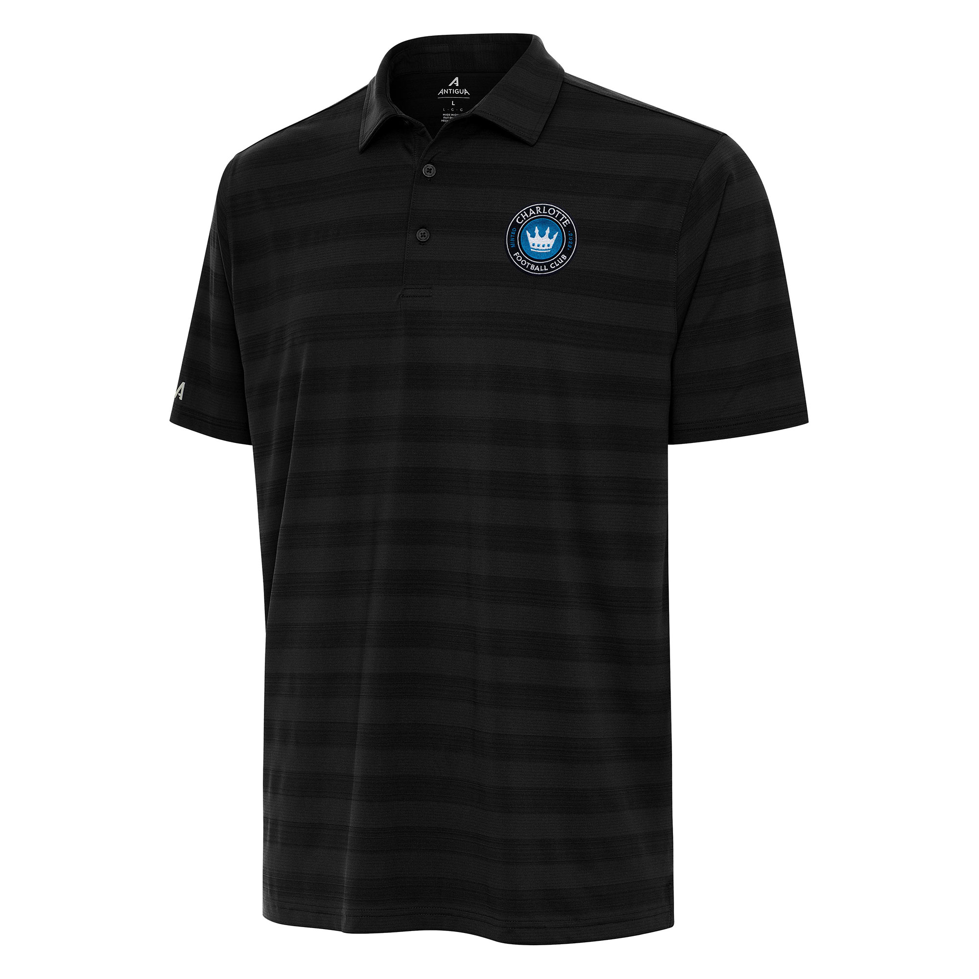 Men's Antigua Black Charlotte FC Big & Tall Tunnel Polo