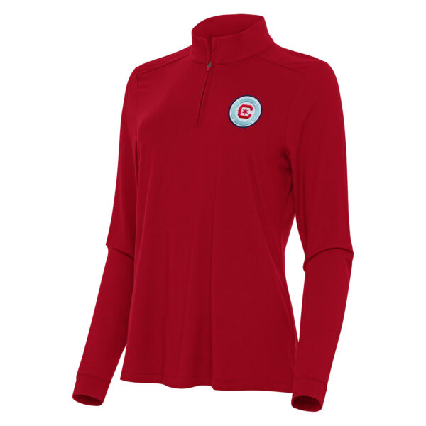 Women's Antigua Red Chicago Fire Logo Intent Quarter-Zip Top