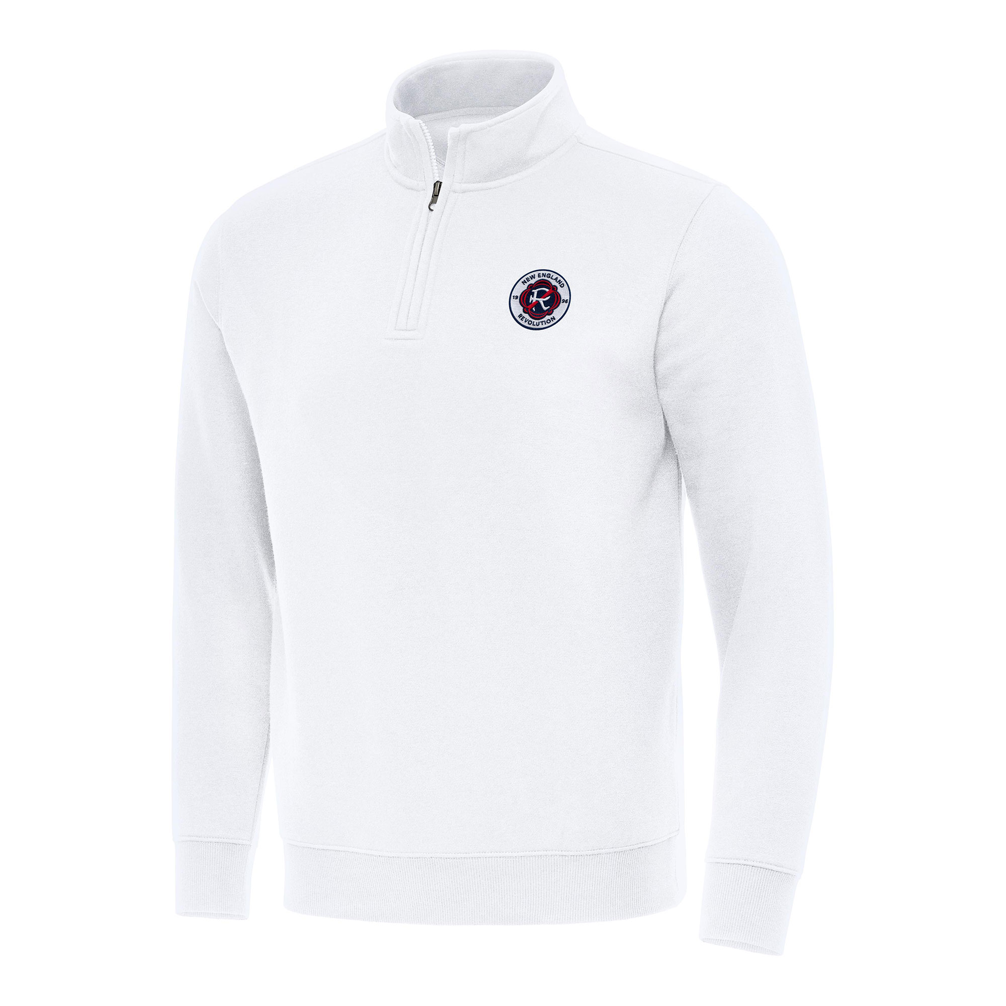 Men's Antigua White New England Revolution Victory Quarter-Zip Jacket
