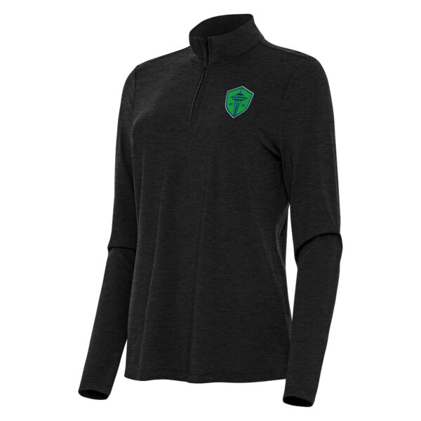 Women's Antigua Heather Black Seattle Sounders FC Bright Quarter-Zip Top