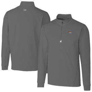 Men's Cutter & Buck  Gray Denver Broncos Traverse Stretch Quarter-Zip Top