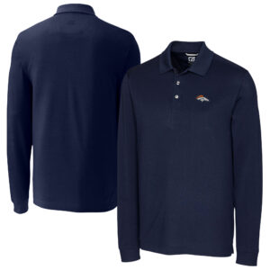 Men's Cutter & Buck Navy Denver Broncos Advantage Eco Pique DryTec Tri-Blend Polo