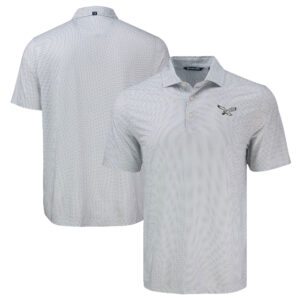 Men's Cutter & Buck Gray Philadelphia Eagles Pike Eco Diamond Dot Print Polo