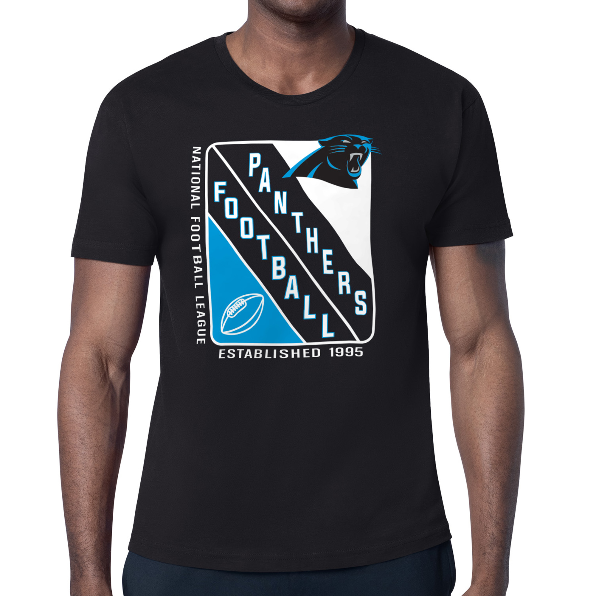 Men's Starter Black Carolina Panthers Shield Logo T-Shirt