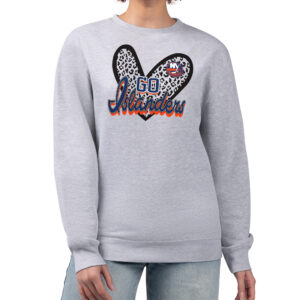 Women's G-III 4Her by Carl Banks Heather Gray New York Islanders Animal Print Heart Fleece Pullover Sweatshirt