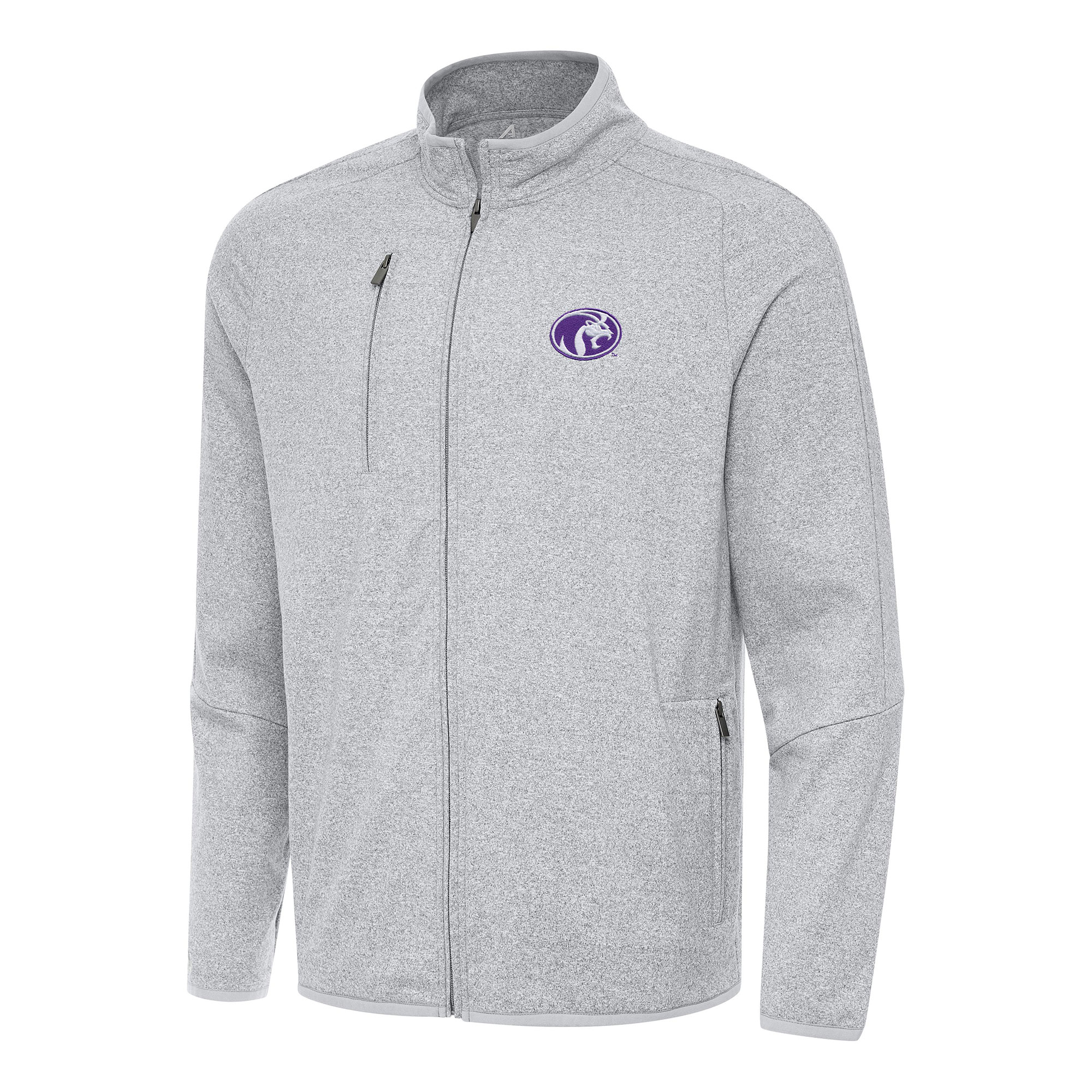 Men's Antigua Heather Gray North Alabama Lions Hold-Up Full-Zip Tri-Blend Jacket