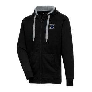 Men's Antigua Black Xavier Musketeers Big & Tall Victory Full-Zip Hoodie Jacket