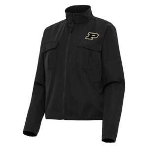 Women's Antigua  Black Purdue Boilermakers Even Par Full-Zip Jacket