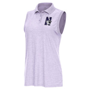 Women's Antigua  Heather Lavender Northwestern Wildcats Recap Sleeveless Polo