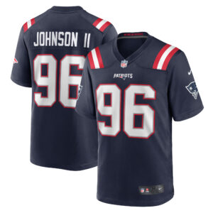 Men's Nike Eric Johnson II  Navy New England Patriots  Game Jersey