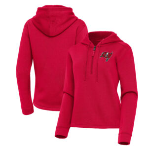 Women's Antigua  Red Tampa Bay Buccaneers Contemporary Quarter-Zip Hoodie