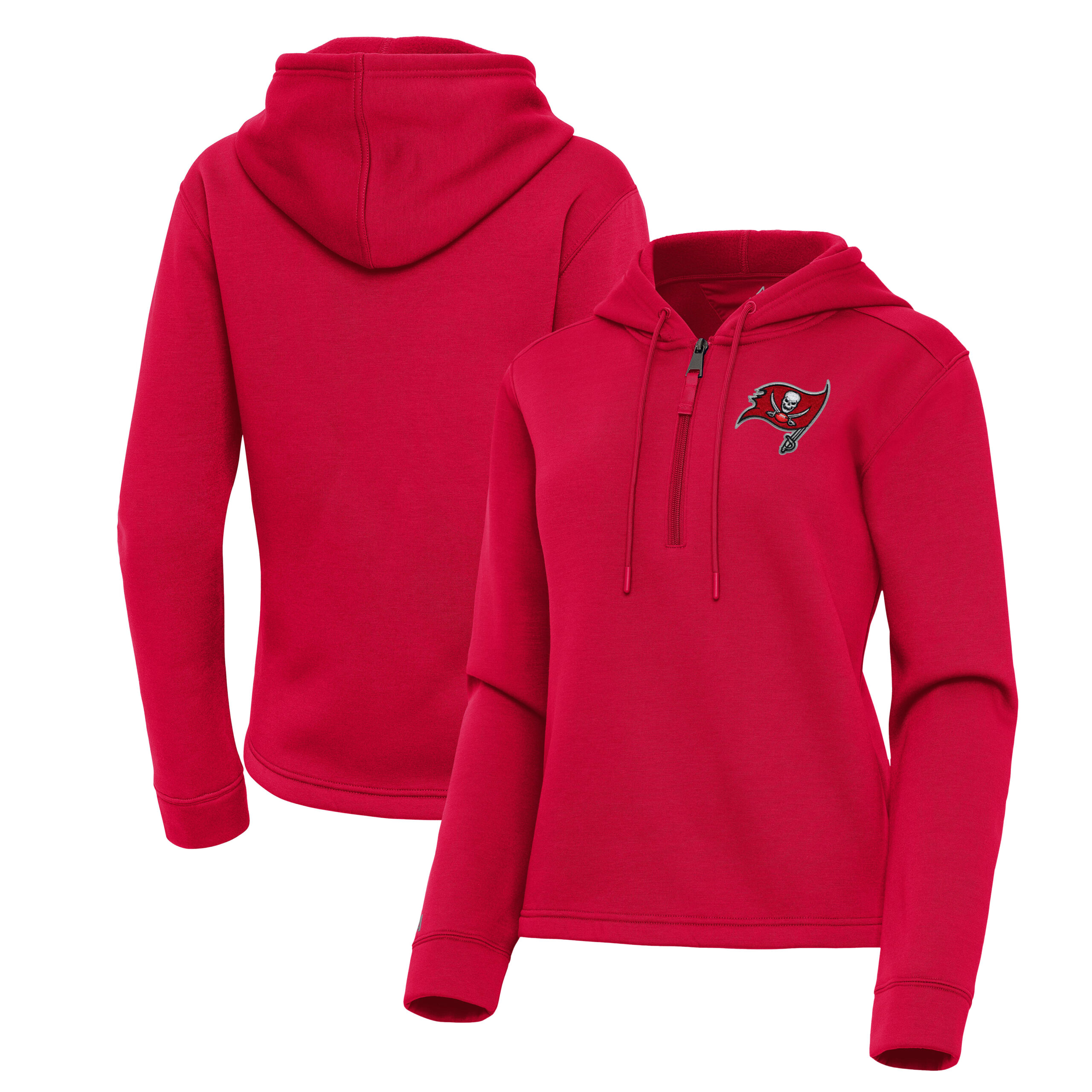 Women's Antigua Red Tampa Bay Buccaneers Contemporary Quarter-Zip Hoodie