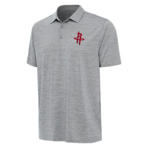 Men's Antigua  Heather Gray Houston Rockets Layout Polo