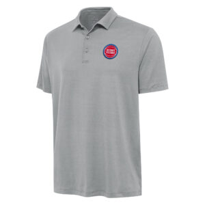Men's Antigua Gray Detroit Pistons Reprocess Polo