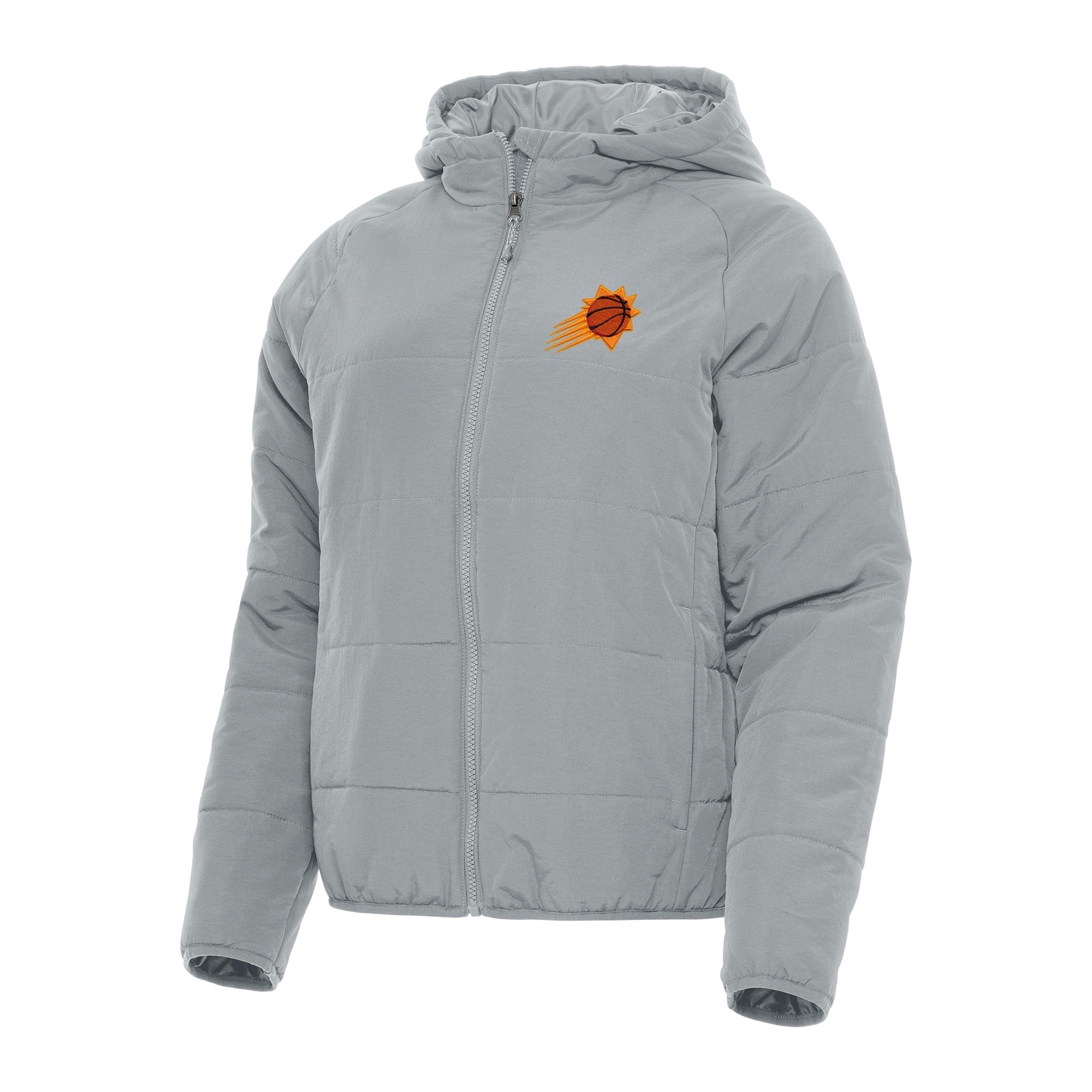 Women's Antigua Gray Phoenix Suns Universe Full-Zip Puffer Jacket