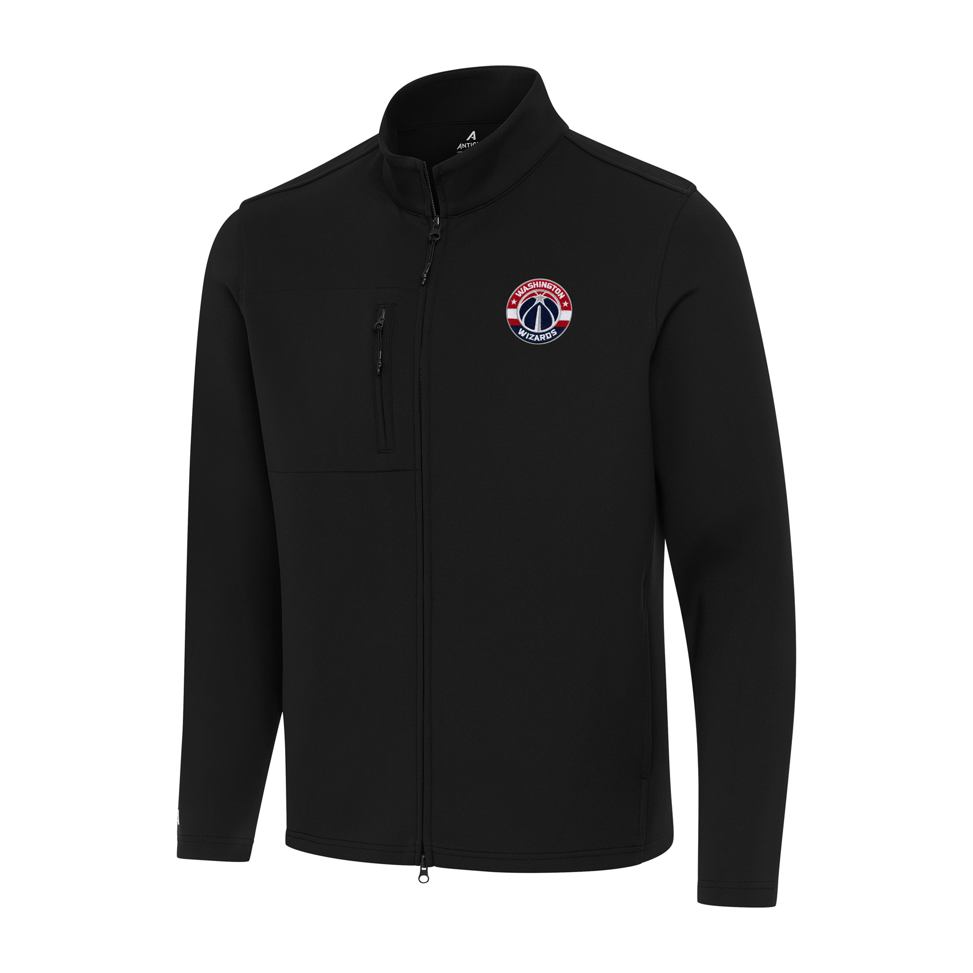 Men's Antigua Black Washington Wizards Objection Double-Peached Full-Zip Jacket