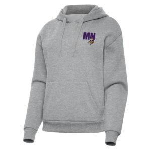 Women's Antigua  Heather Gray Minnesota Vikings Victory Pullover Hoodie