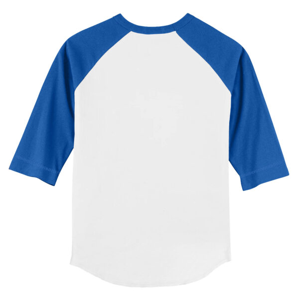 Youth Tiny Turnip White/Royal New York Mets Baseball Pow 3/4-Sleeve Raglan T-Shirt - Image 7
