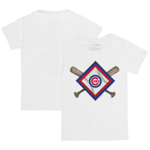Youth Tiny Turnip White Chicago Cubs Diamond Cross Bats T-Shirt