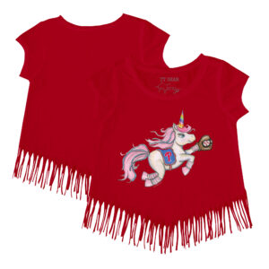 Girls Youth Tiny Turnip Red Philadelphia Phillies Unicorn Fringe T-Shirt