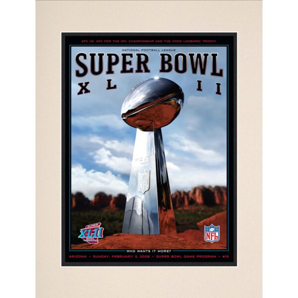 2008 Giants vs Patriots 10.5" x 14" Matted Super Bowl XLII Program