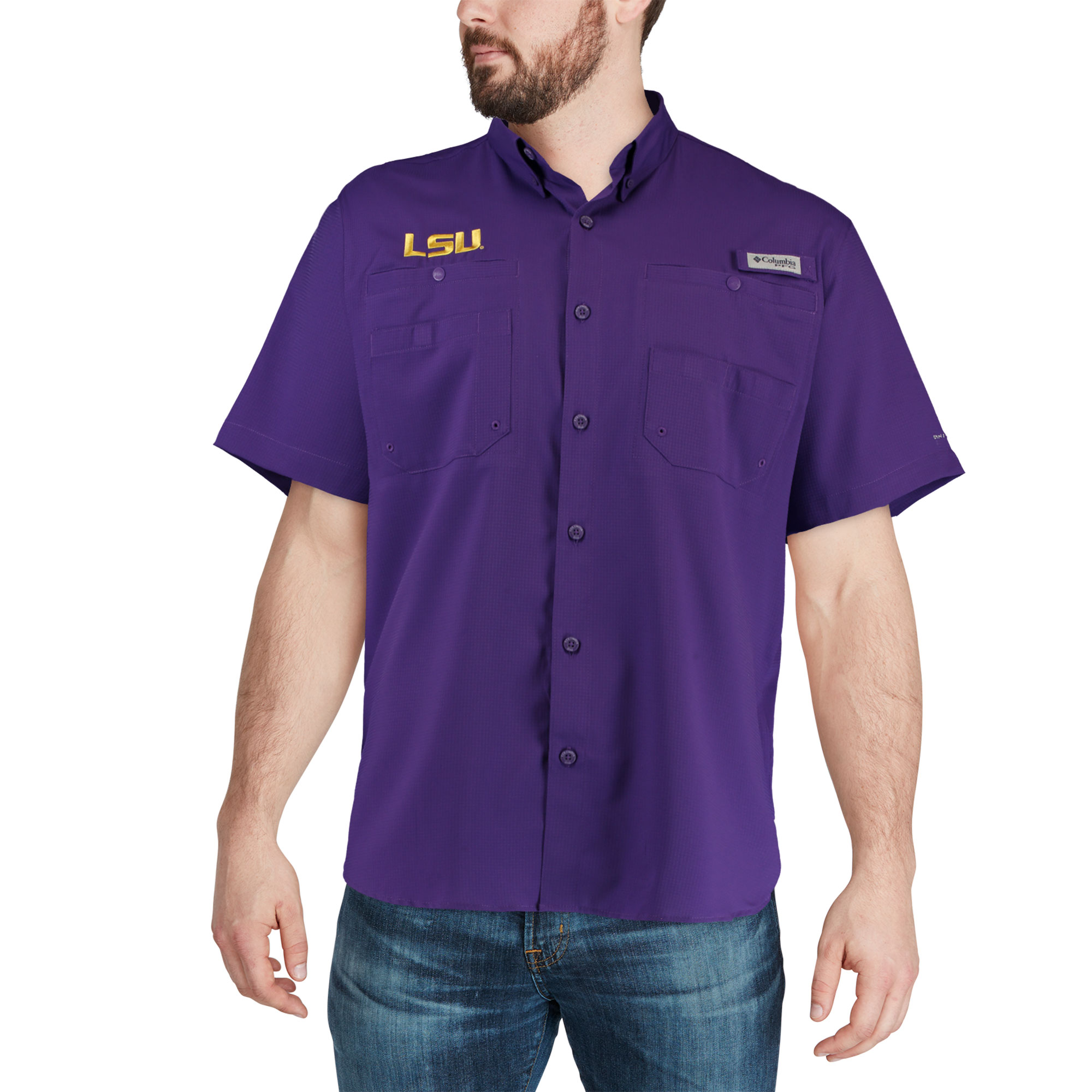 Men's Columbia Purple LSU Tigers PFG Tamiami Shirt - Image 5